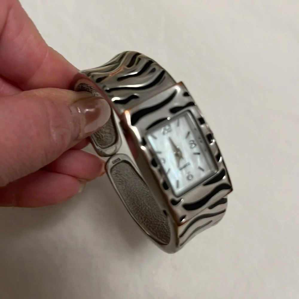 EUC Watch Bracelet Stainless Steel Zebra Print